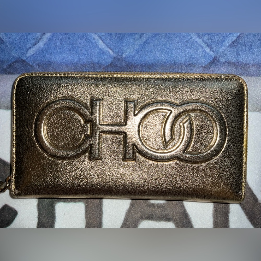 SOLD- Jimmy Choo Bettina Gold Zip Around Wallet - Picture 3 of 16
